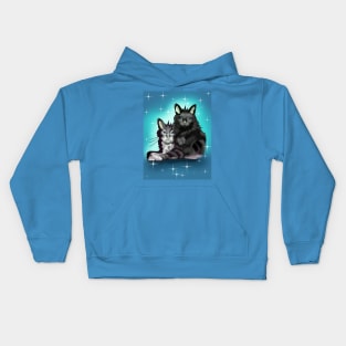 Maine Coon cat brothers with blue eyes Kids Hoodie